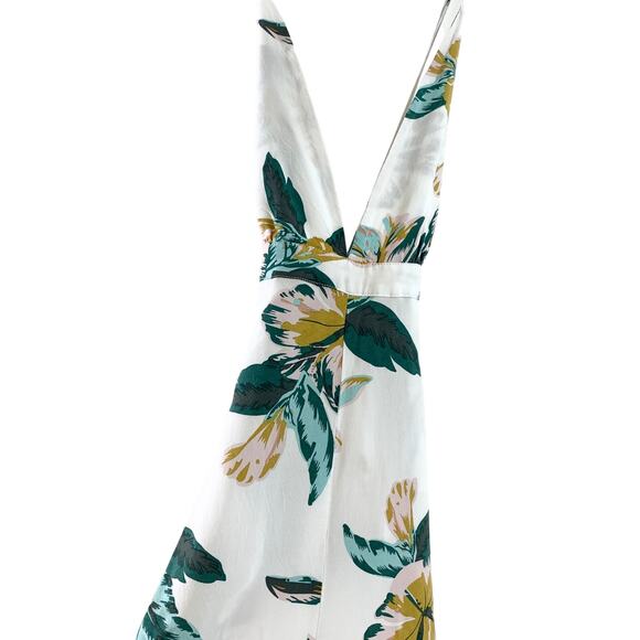 Le Salty Label Eden Floral V-Neck Plunge Wide Leg Backless Jumpsuit White XS - Picture 6 of 9